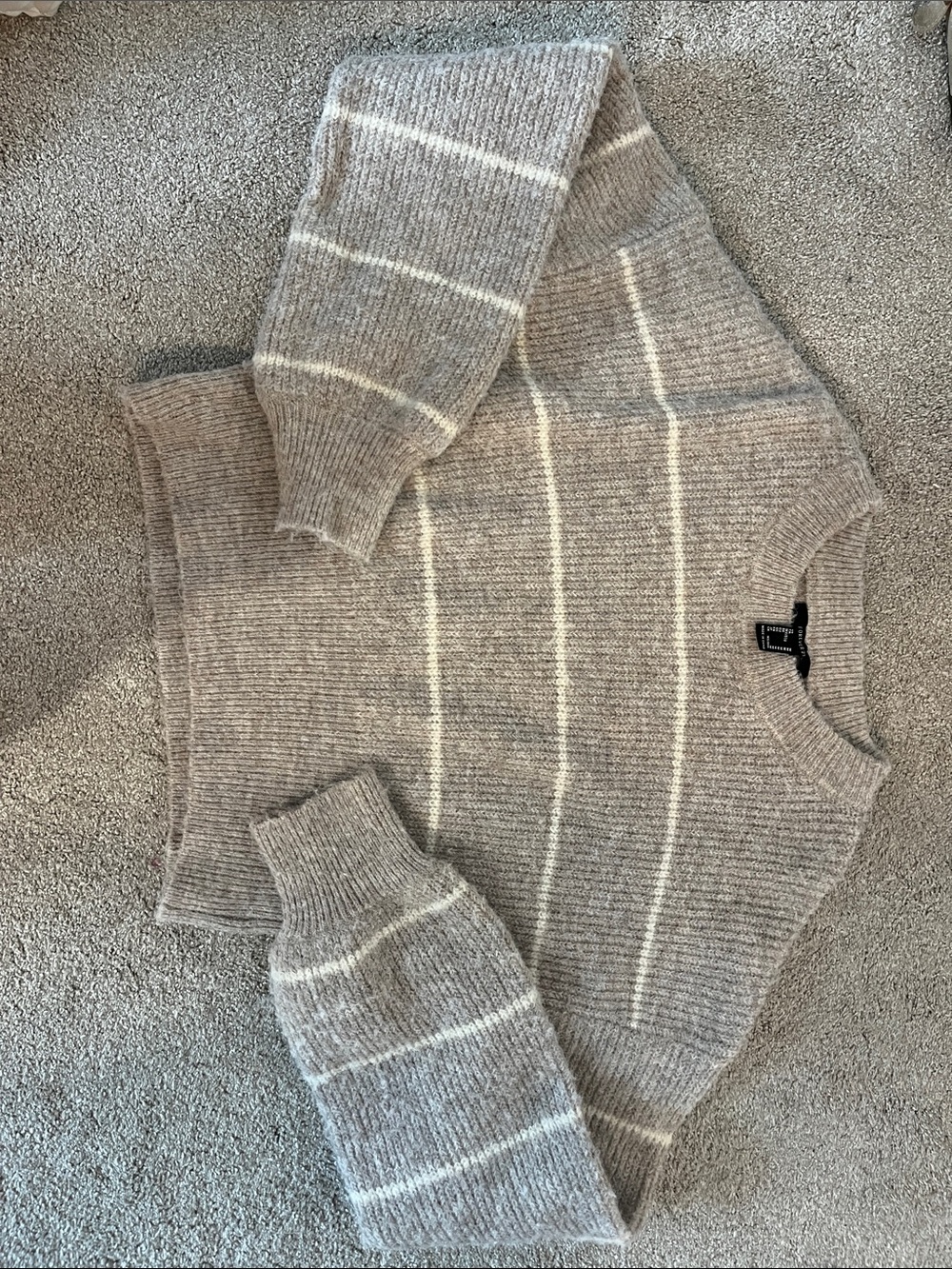 Forever 21 Beige and Cream Striped Knit Sweater